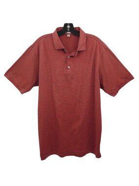 Peter Millar Polo Shirt Mens M Classic Red Navy Micro Stripe Golf Preppy
